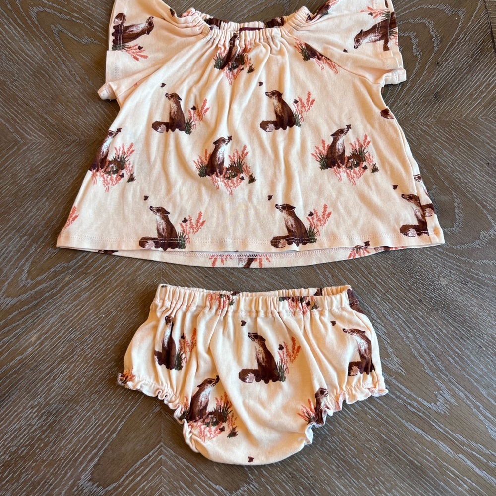 Milkbarn Cream and Brown Baby Outfit 3-6 Month